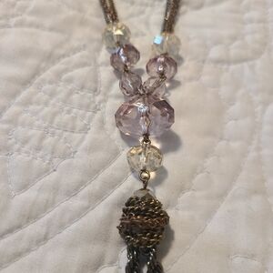 Chico's Purple and Gold Beaded Necklace